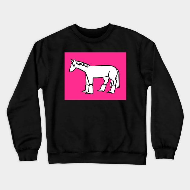 Horse in Boots on Pink Crewneck Sweatshirt by JodieCWells